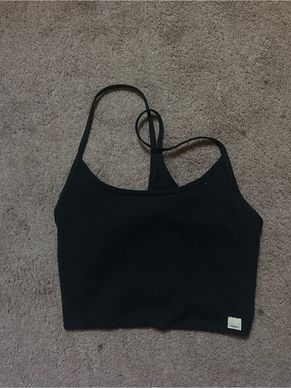 Vuori Black Strappy Cropped Camisole